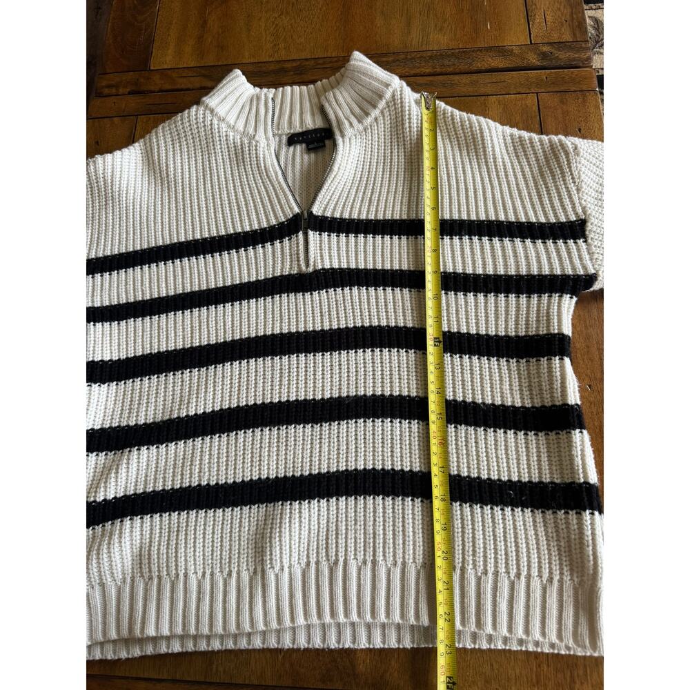 Sanctuary Chunky Knit Half Zip Sweater Cream Black Striped Size L - Picture 9 of 11